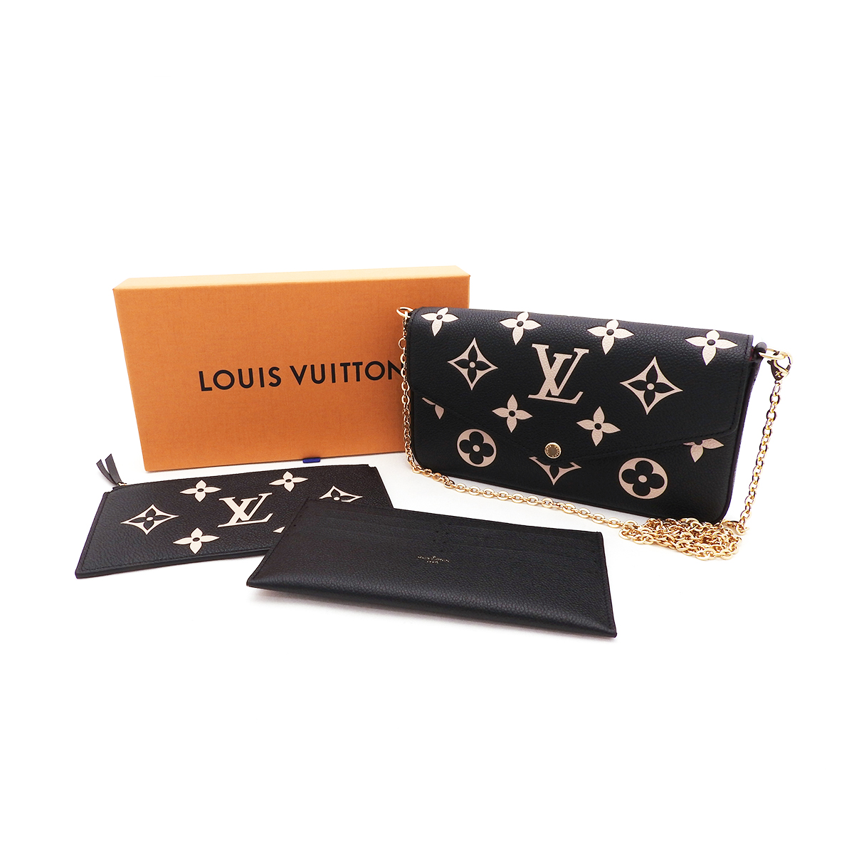 ルイヴィトン(Louis Vuitton) ポシェット・フェリシー M80482 ICチップ内蔵 ブラックベージュ