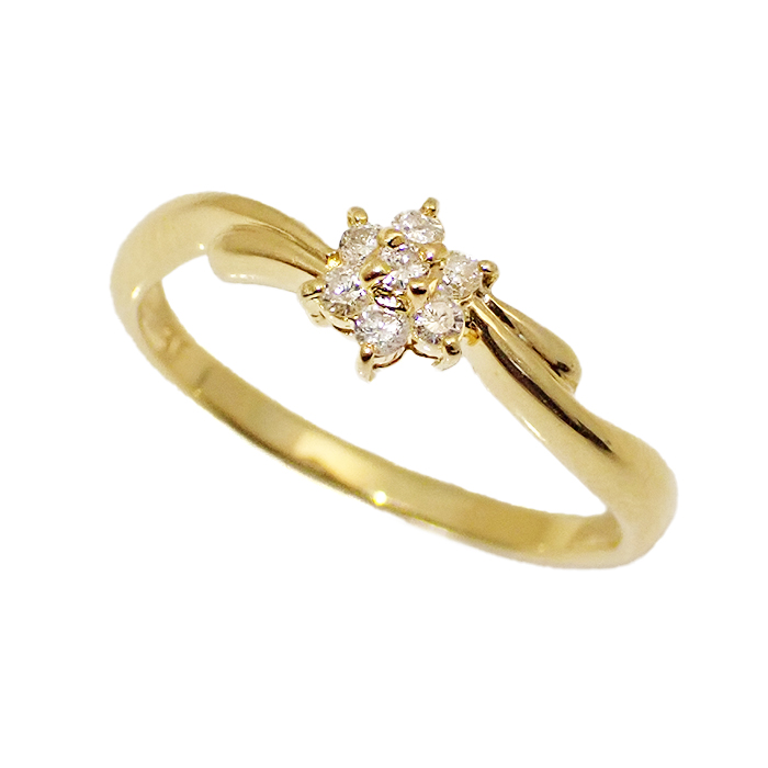 K18 ダイヤモンド 指輪 11号 フラワーモチーフ ゴールドカラー