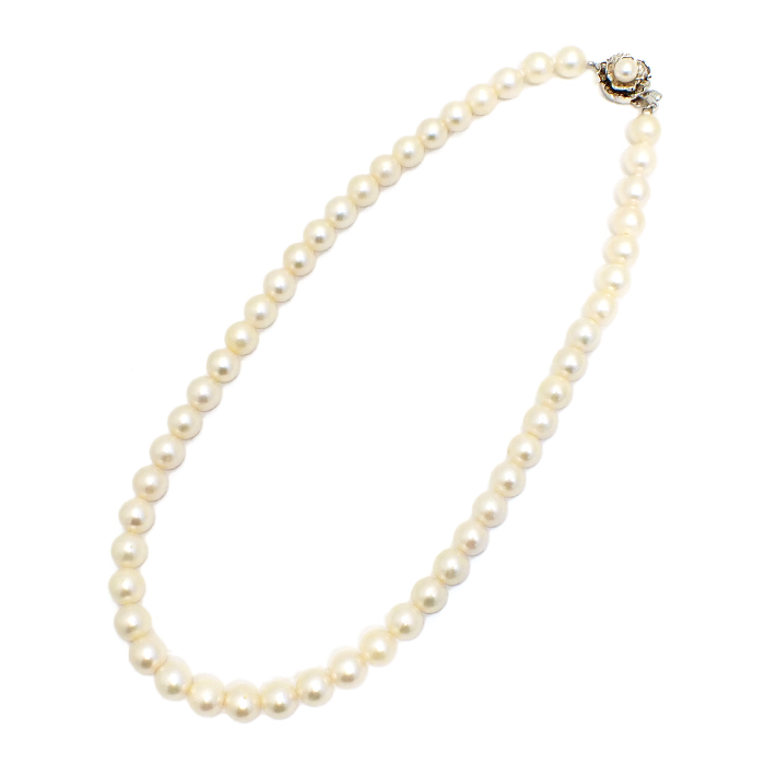 SILVER パール 真珠 ネックレス 約8mm シルバー