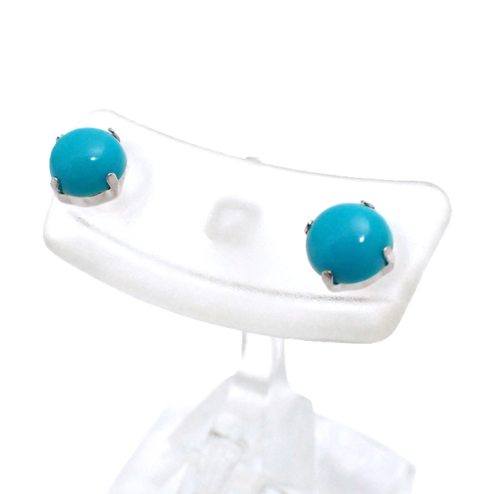 K18WG トルコ石 ピアス ホワイトゴールド ブルー