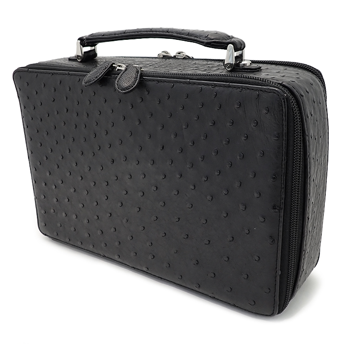 プレシャス(Precious) セカンドバッグ オーストリッチ ダブルファスナー ビジネスバッグ ブラック