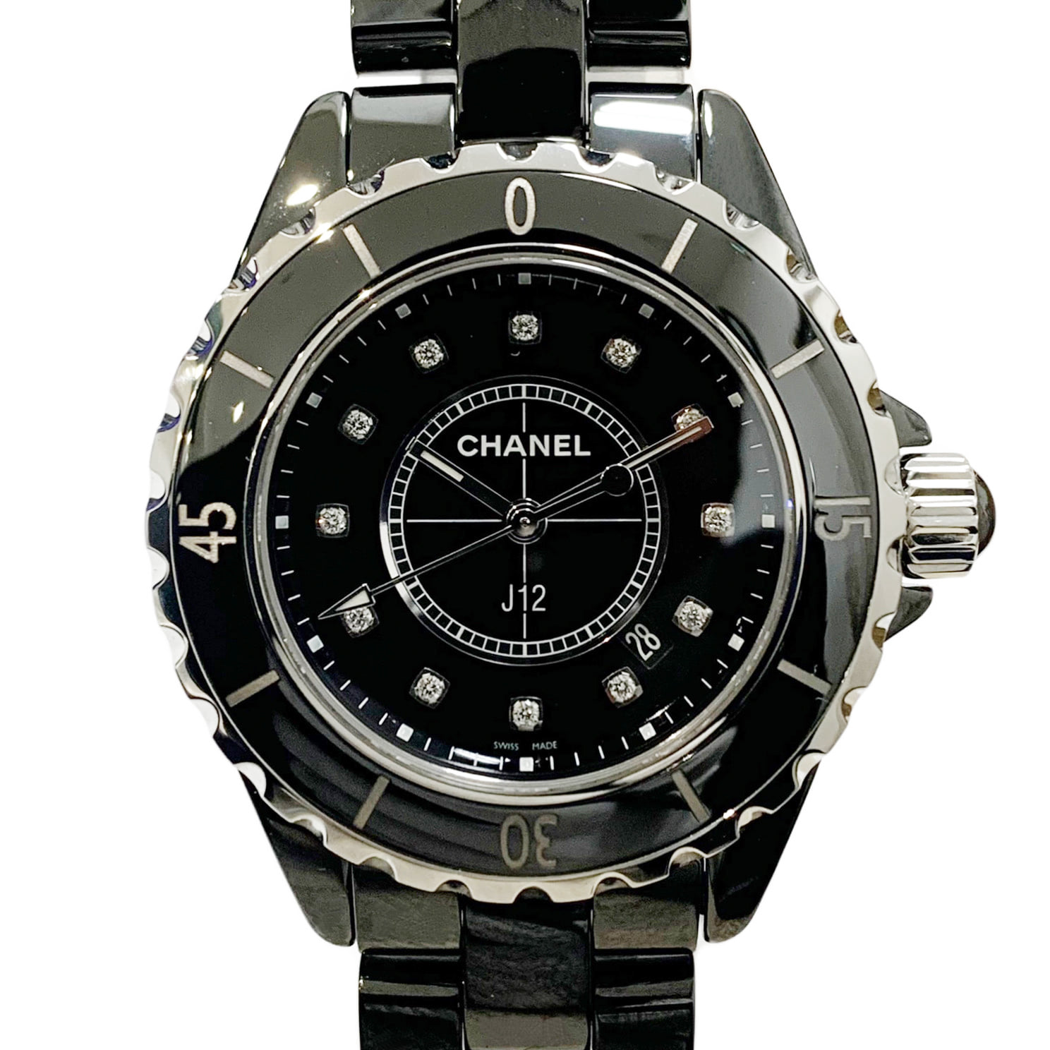 シャネル(CHANEL) J12 H1625 黒文字盤 黒セラミック レディース 腕時計 ブラック