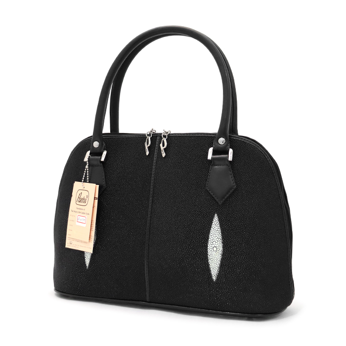 パーニ(Parni) ハンドバッグ スティングレイ ガルーシャ シャグリーン エイ革 レザー 保証書付き ブラック