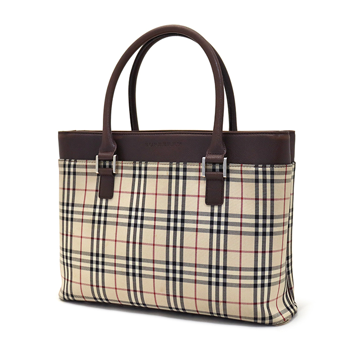 バーバリー(BURBERRY) ハンドバッグ トートバッグ ノバチェック ベージュ ブラウン