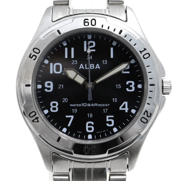 セイコー(SEIKO) ALBA V501-0DA0 メンズ腕時計 ブラック文字盤