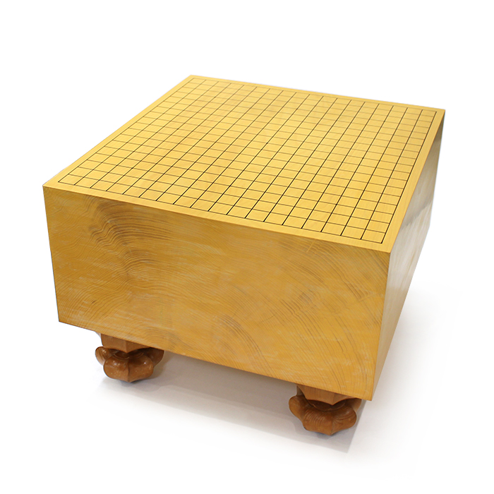 囲碁盤 本榧 木表 6寸7分 足付き ヘソあり カバー付き