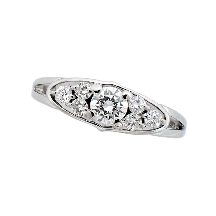 Pt900 ダイヤモンド 指輪 9号 シルバーカラー