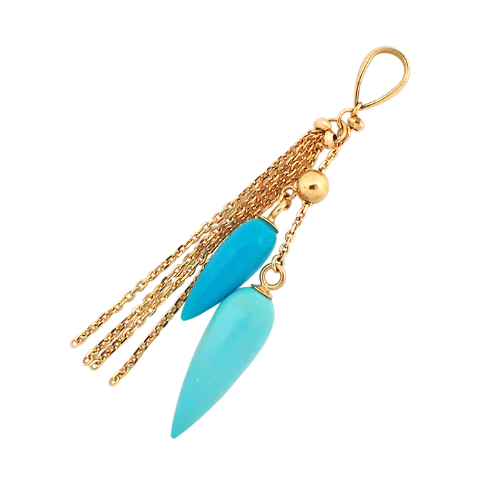 K18 トルコ石 ターコイズ ペンダントトップ ゴールドカラー