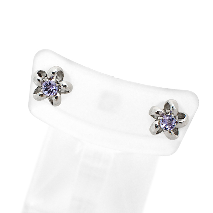 エル(ELLE) Pt900 タンザナイト ピアス 花 フラワーモチーフ シルバーカラー