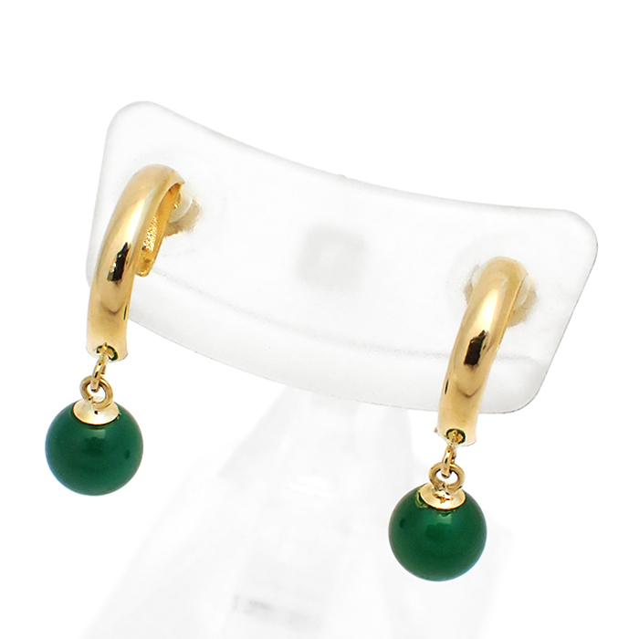 K18 グリーンストーン ピアス ゴールドカラー