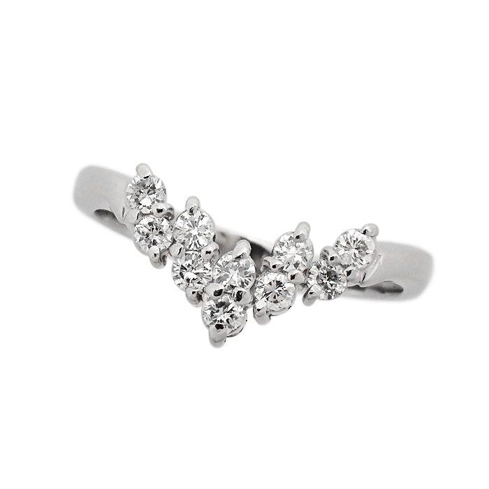 Pt900 ダイヤモンド 指輪 10.5号 V字リング シルバーカラー