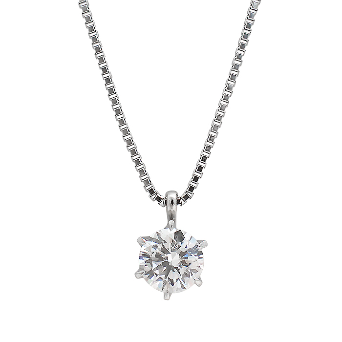 Pt900/Pt850 ダイヤモンド ネックレス 一粒 鑑定書付き シルバーカラー