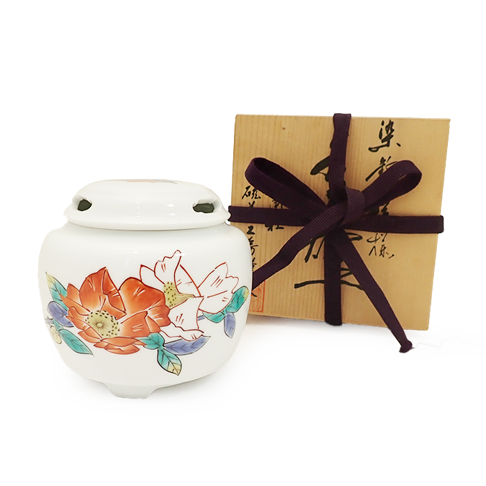 香炉 有田焼 香蘭社 磁藝工房謹製 染錦模様 香道具 共箱