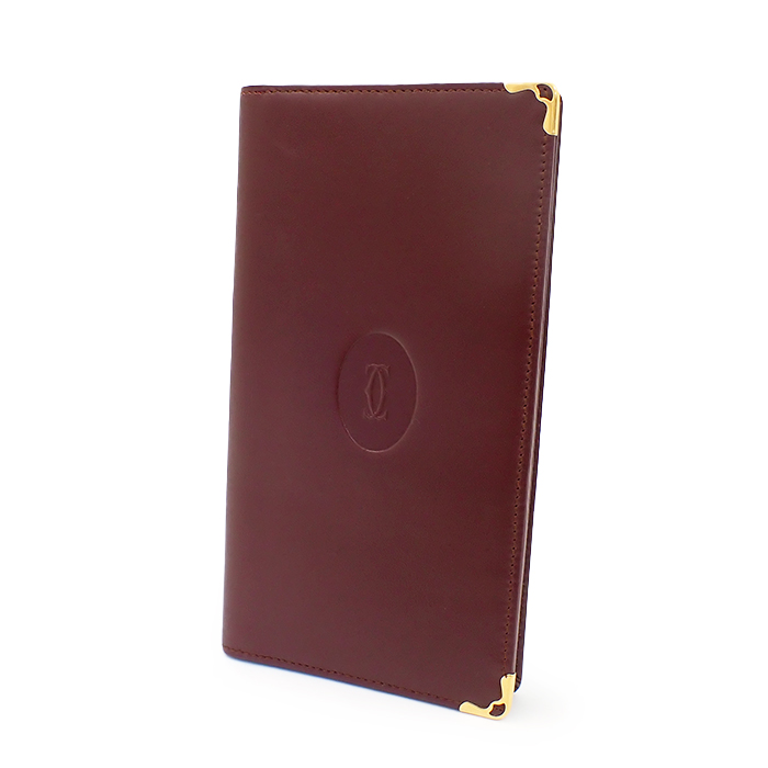 カルティエ(Cartier) マスト 二つ折り長財布 札入れ ボルドー