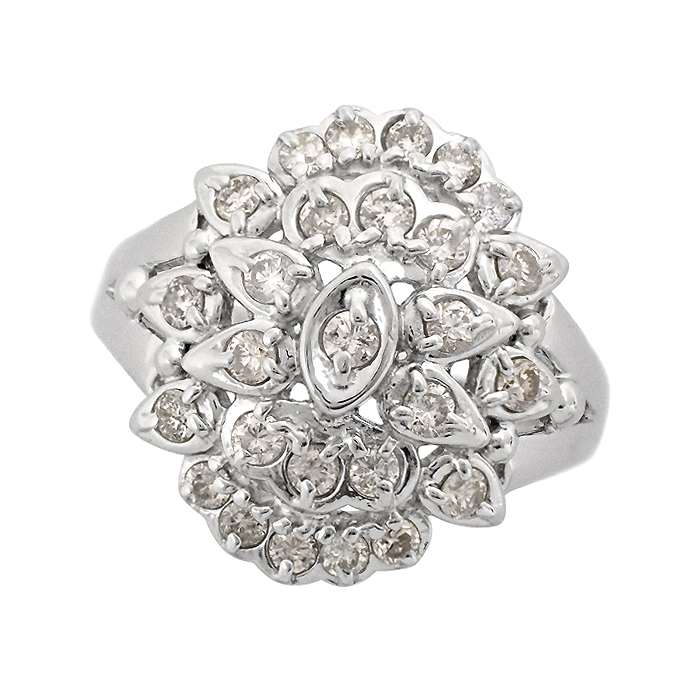 Pt900 ダイヤモンド 指輪 13.5号 ボリュームリング シルバーカラー