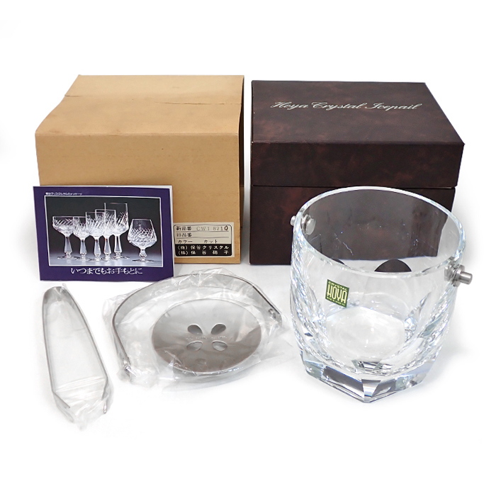 ホヤ クリスタル(HOYA CRYSTAL) アイスペール 氷入れ アイスバケット 6面Qカット 箱付き クリア