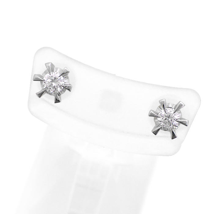 Pt/Pt850 ダイヤモンド ピアス 一粒 立爪 シルバーカラー