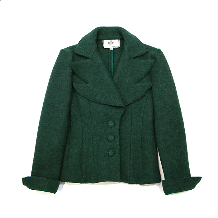 フェンディ(FENDI) コート サイズ40 ウール グリーン