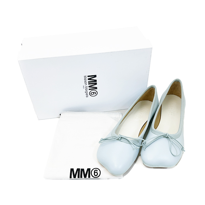 エムエム6 メゾン マルジェラ (MM6 Maison Margiela)  アナトミックバレリーナ バレエシューズ 24.0cm S59WZ0096 ブルー 箱・保存袋付き