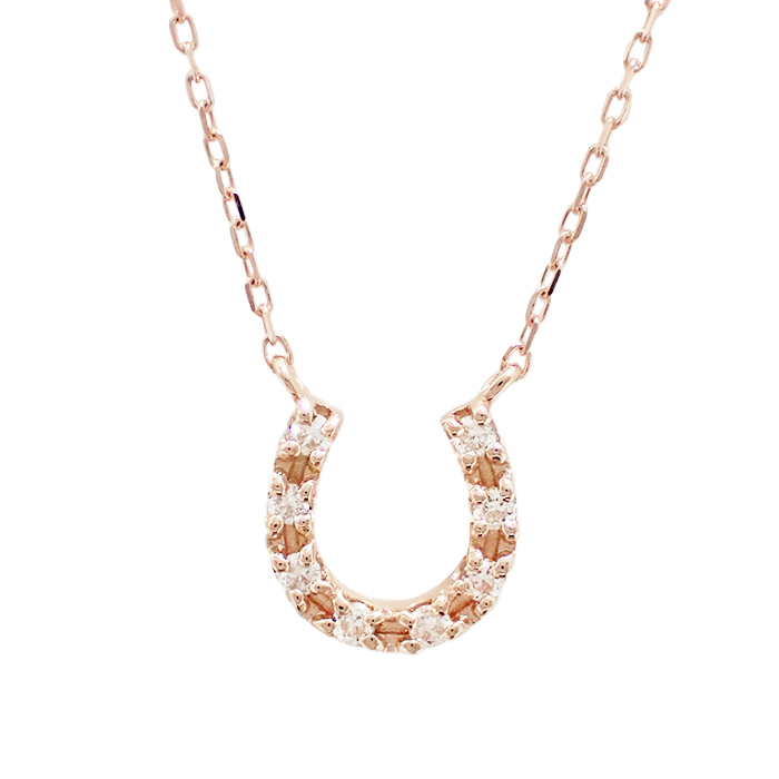 K10PG ダイヤモンド ネックレス ピンクゴールド 馬蹄モチーフ
