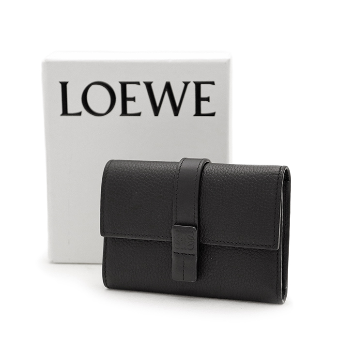 ロエベ(LOEWE) バーティカルウォレット スモール C660S86 三つ折り財布 レザー ブラック