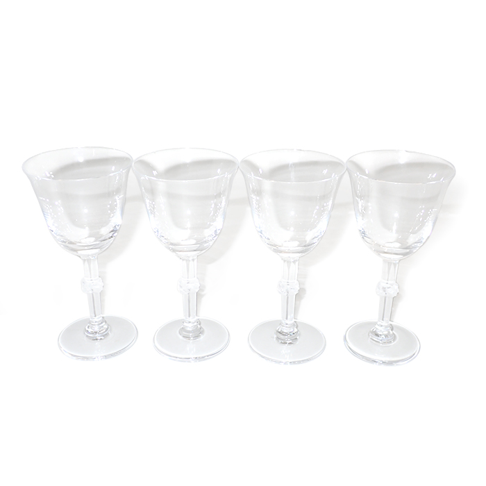 ラリック(Lalique) ワイングラス 4客セット ボージョンシー 葉 リーフ クリスタルガラス クリア